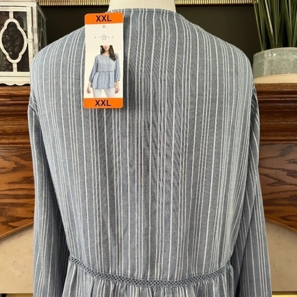 NEW Fever 3/4‎ Sleeve Bohemian Peasant Coastal Blouse Sz. XXL